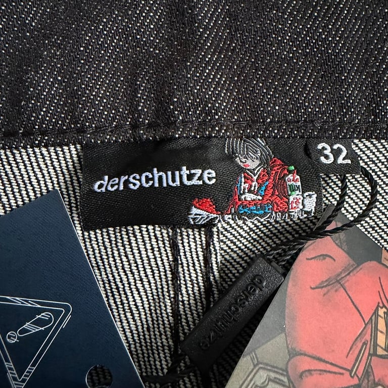Derschutze Blue Raw Denim Jeans with Embroidery - 13