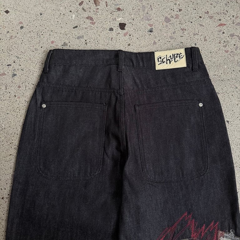 Derschutze Blue Raw Denim Jeans with Embroidery - 18