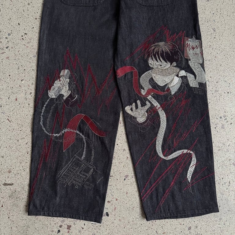 Derschutze Blue Raw Denim Jeans with Embroidery - 20