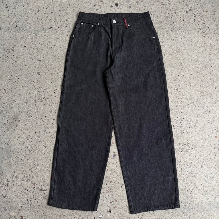 Derschutze Blue Raw Denim Jeans with Embroidery - 6