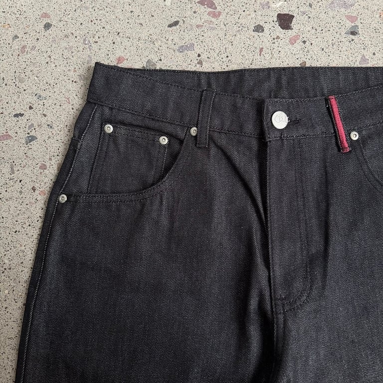Derschutze Blue Raw Denim Jeans with Embroidery - 7