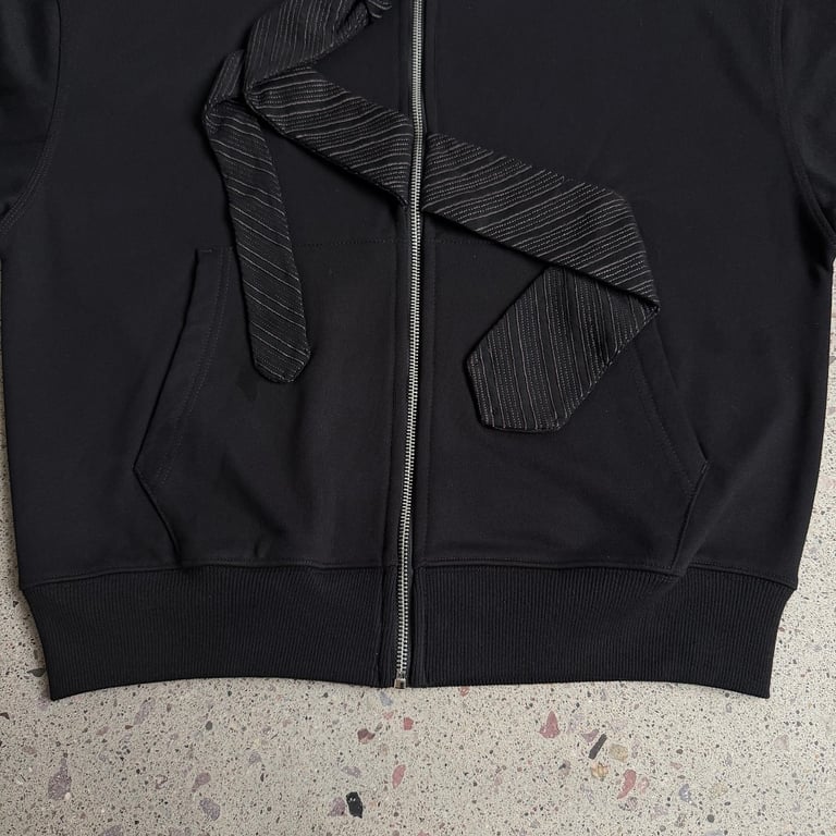 Derschutze Tie Detail Zip Hoodie Black - 11