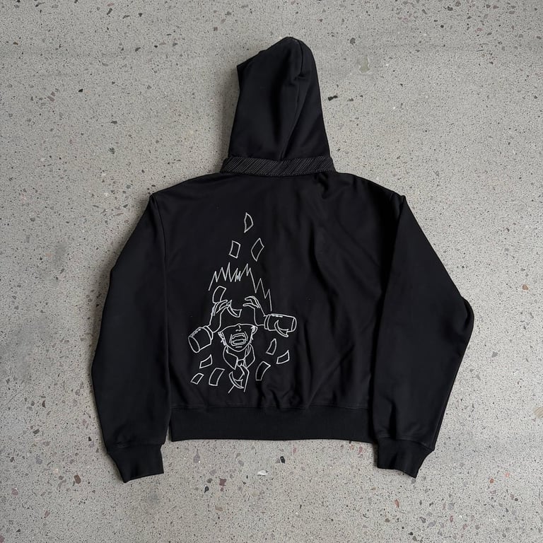 Derschutze Tie Detail Zip Hoodie Black - 13