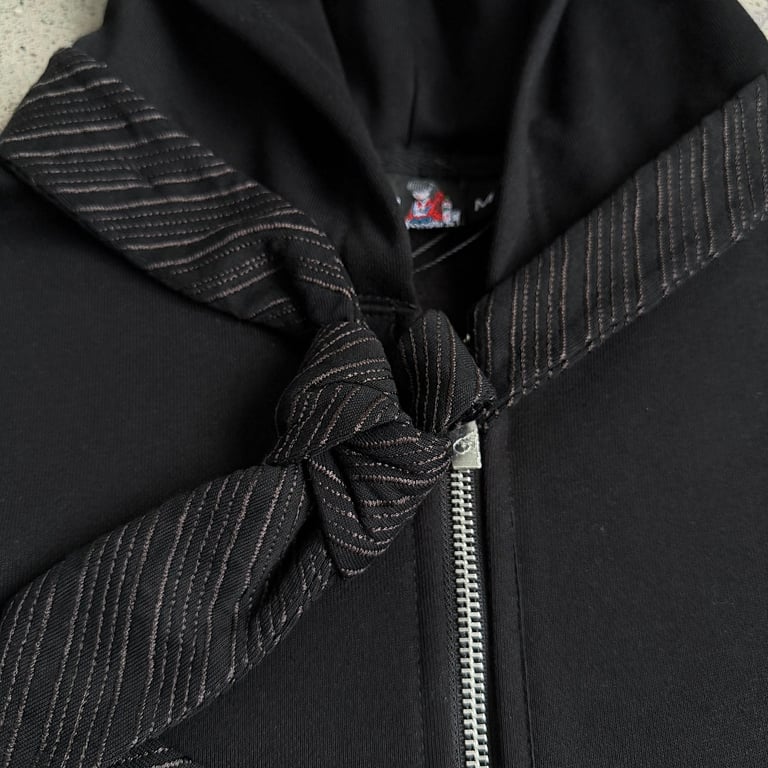 Derschutze Tie Detail Zip Hoodie Black - 15