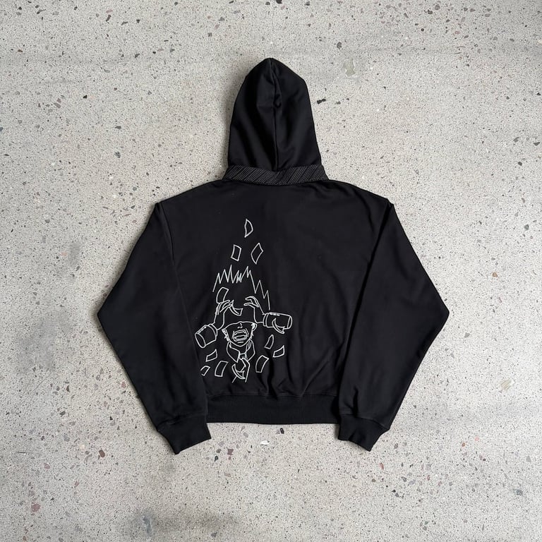 Derschutze Tie Detail Zip Hoodie Black - 16