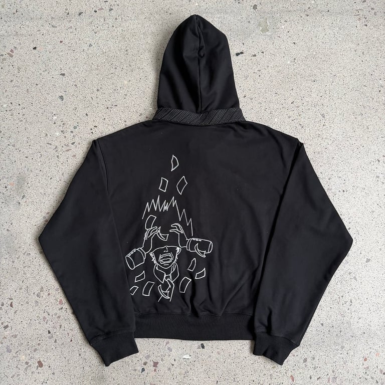 Derschutze Tie Detail Zip Hoodie Black - 17