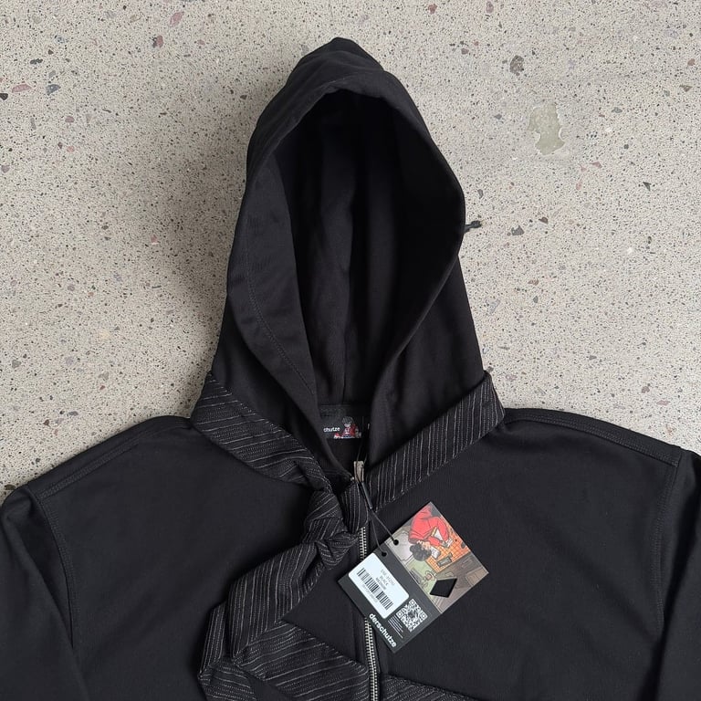 Derschutze Tie Detail Zip Hoodie Black - 7