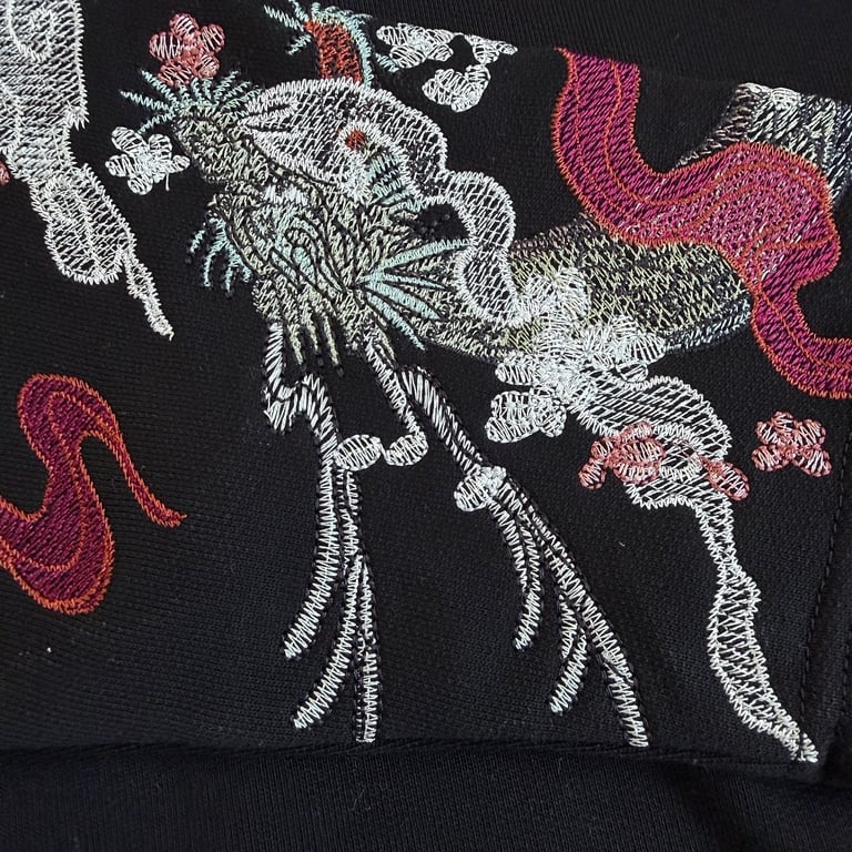 Derschutze Dragon & Tiger Embroidered Hoodie Black - 16