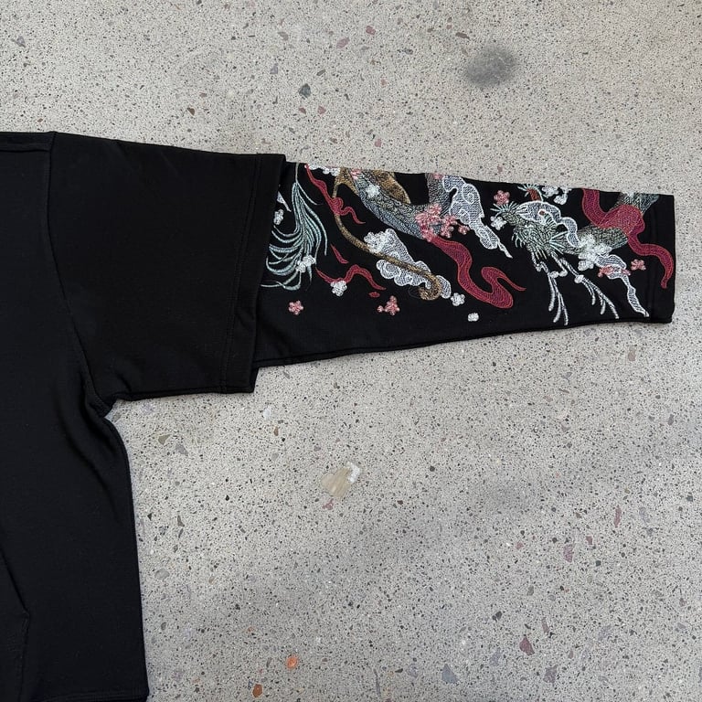 Derschutze Dragon & Tiger Embroidered Hoodie Black - 26