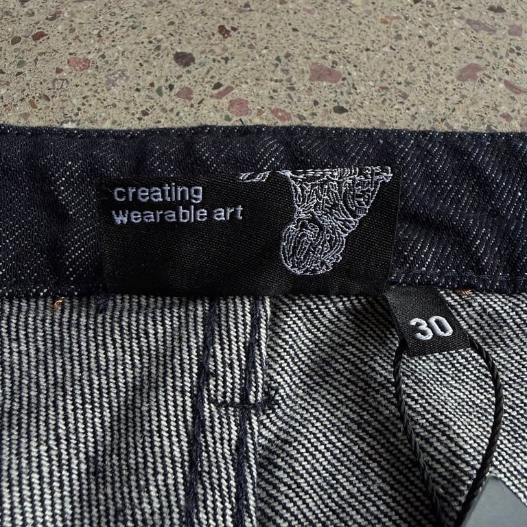 Derschutze Sakura Koi Embroidered Raw Denim Jeans - 12