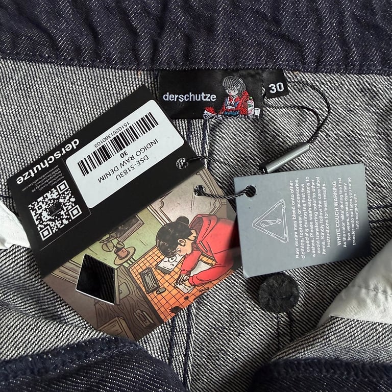 Derschutze Sakura Koi Embroidered Raw Denim Jeans - 14
