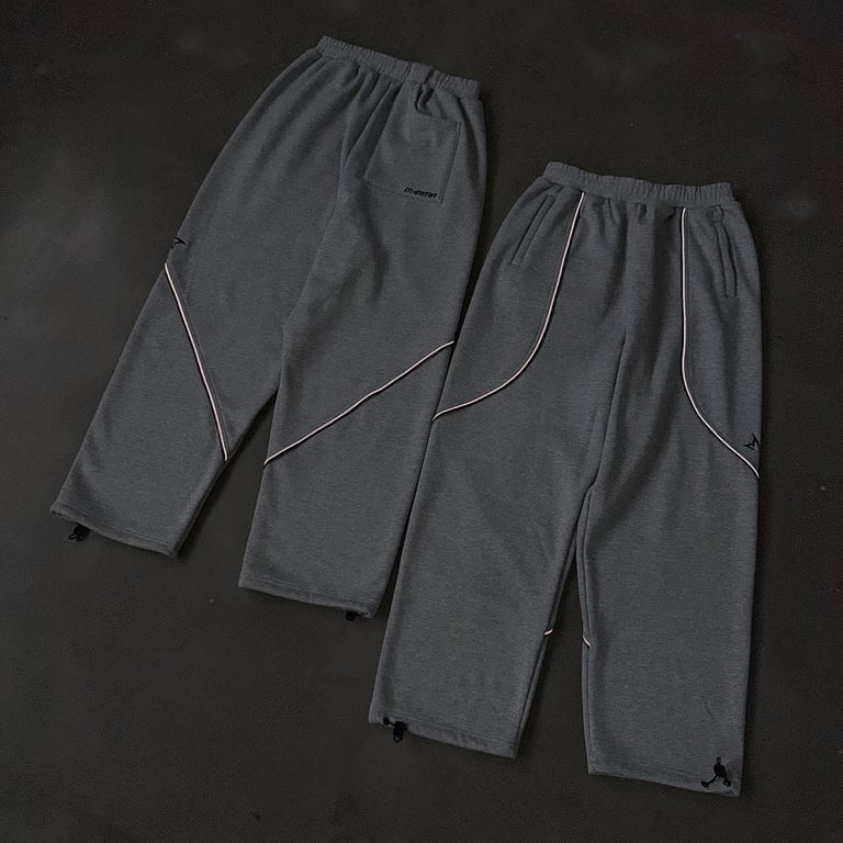 Mertra Grey Curved Piping Sweatpants - 2