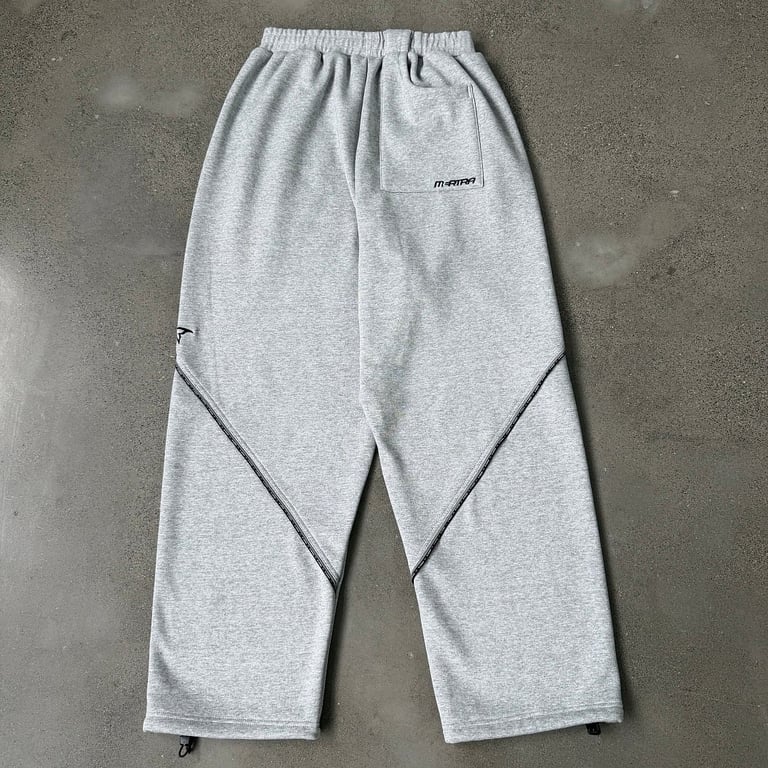 Mertra Grey Curved Piping Sweatpants - 26