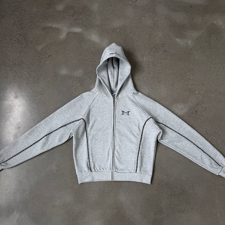 Mertra Piping Zip Hoodie Grey - 11