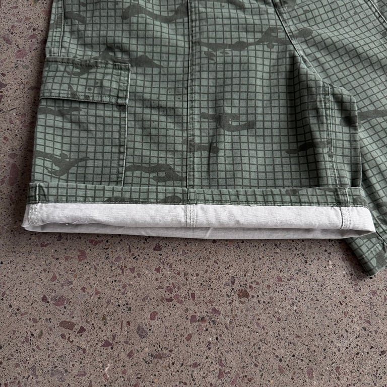 Vescartes Grid Camo Cargo Shorts Green - 13