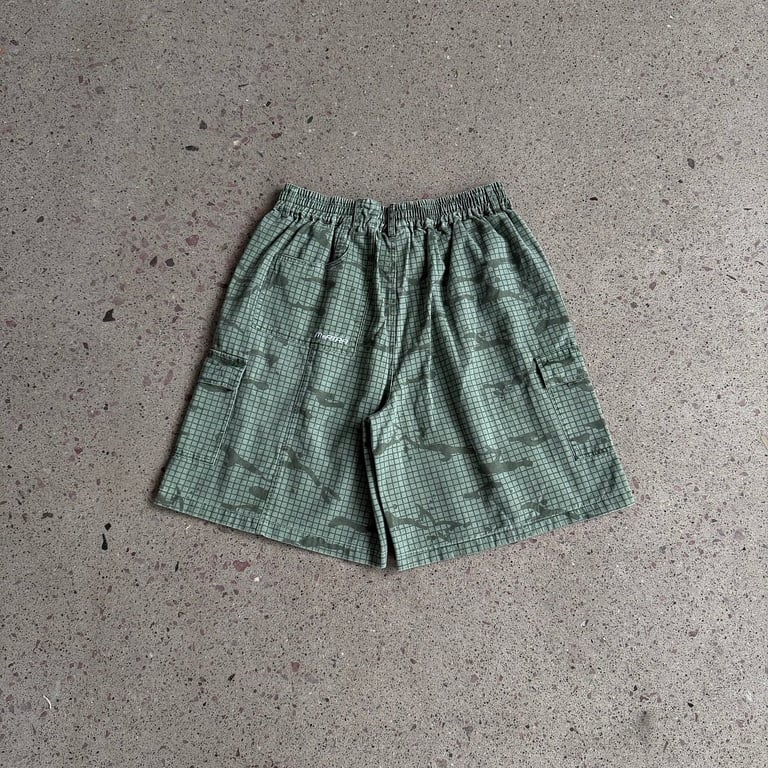 Vescartes Grid Camo Cargo Shorts Green - 20