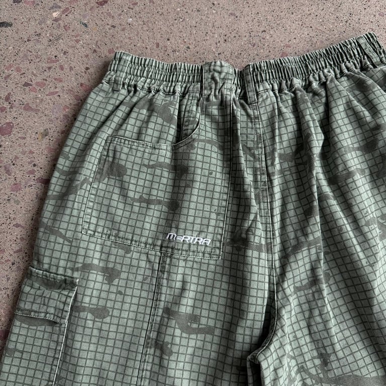 Vescartes Grid Camo Cargo Shorts Green - 24