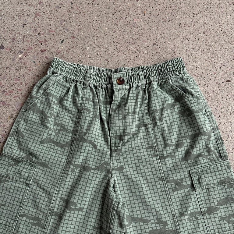 Vescartes Grid Camo Cargo Shorts Green - 7