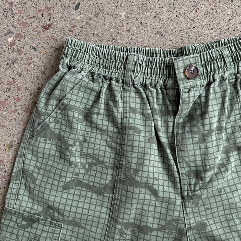 Vescartes Grid Camo Cargo Shorts Green - 8