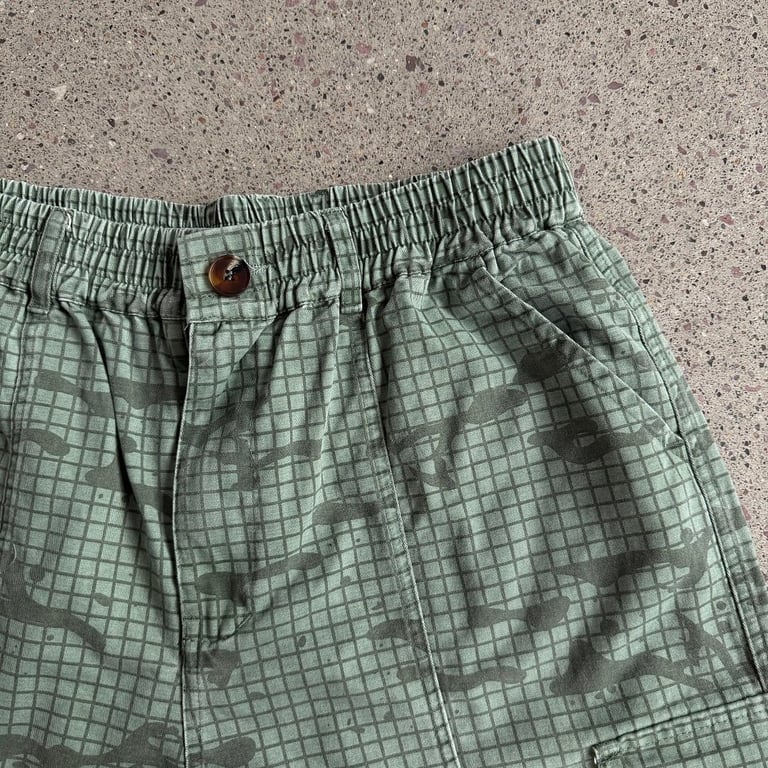 Vescartes Grid Camo Cargo Shorts Green - 9
