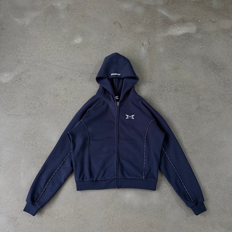 Mertra Logo Zip-Up Hoodie Navy - 5