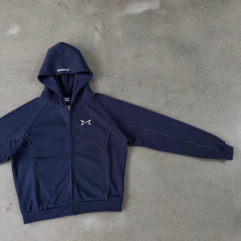 Mertra Logo Zip-Up Hoodie Navy - 7