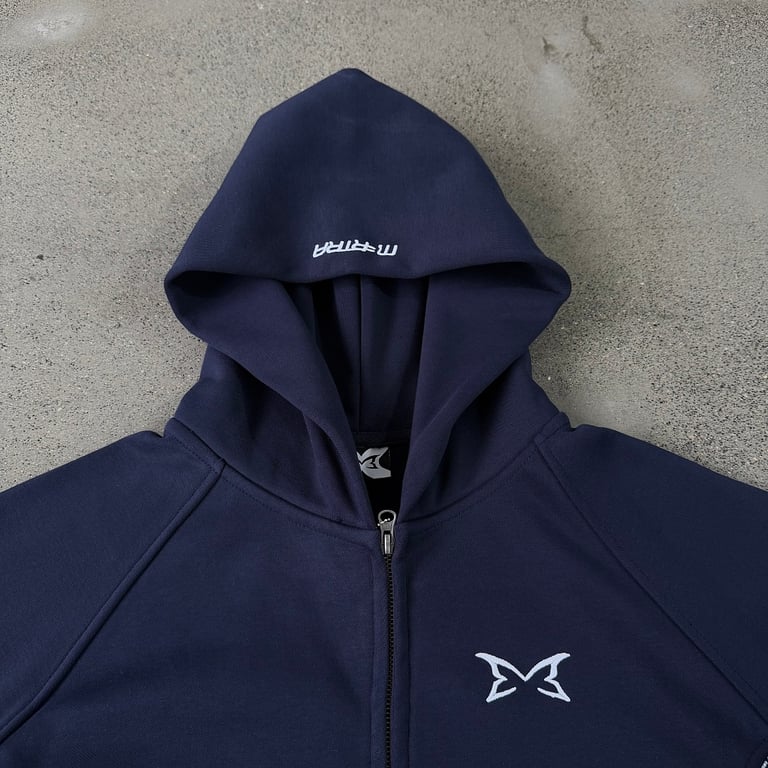 Mertra Logo Zip-Up Hoodie Navy - 8
