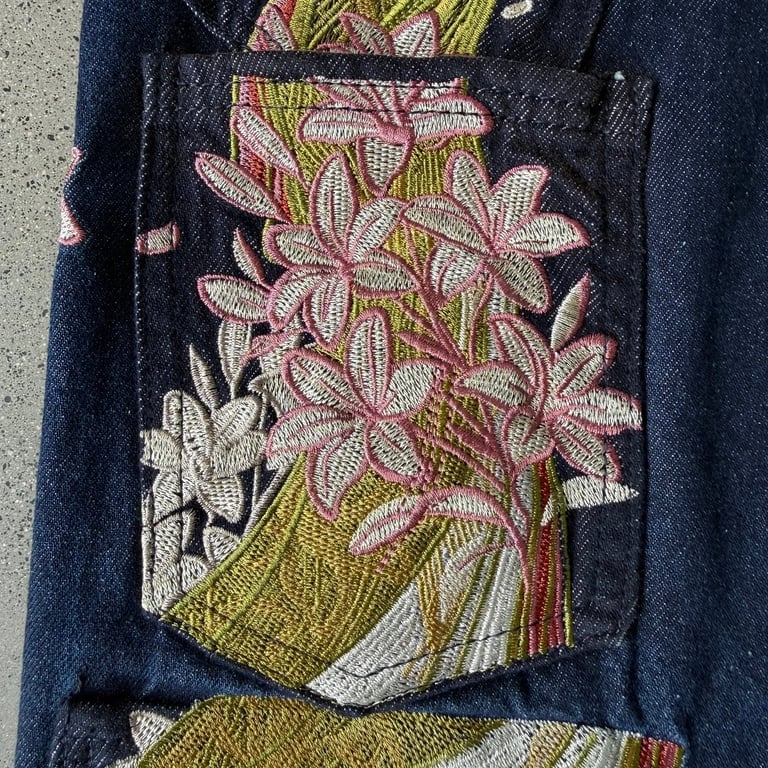 Derschutze Indigo Raw Denim Geisha Embroidery Jeans - 20
