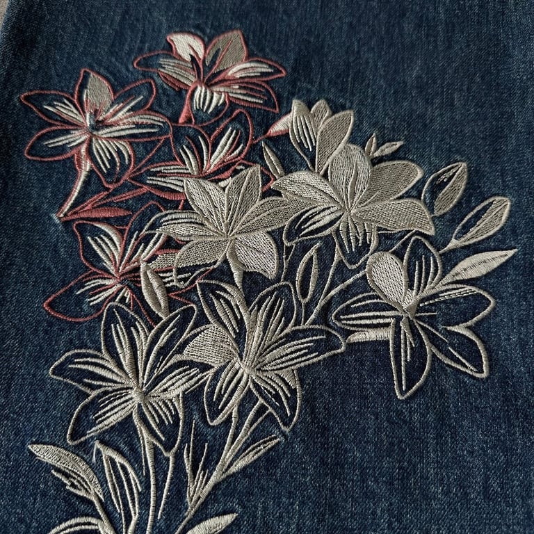 Derschutze Geisha Embroidery Wide Leg Jeans - 20