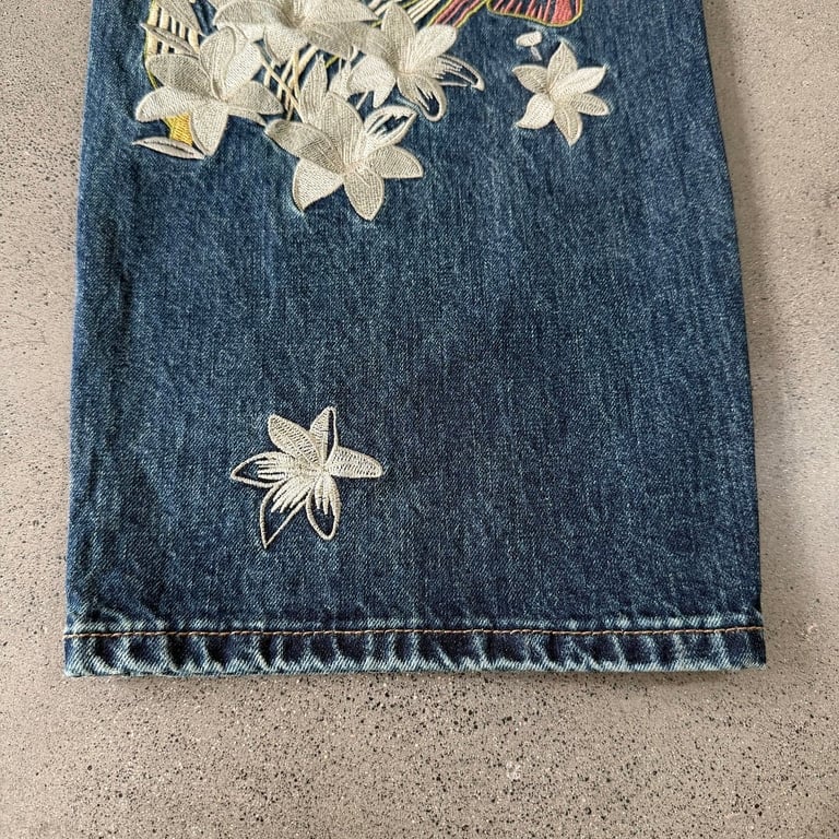 Derschutze Geisha Embroidery Wide Leg Jeans - 22