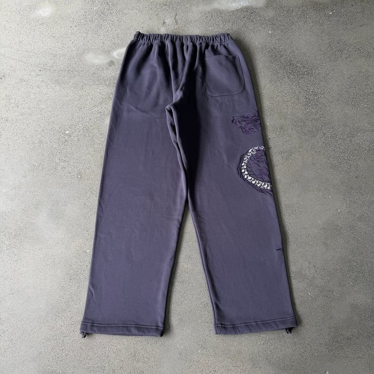 Derschutze Dragon Embroidered Sweatpants Purple - 14