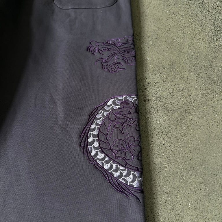 Derschutze Dragon Embroidered Sweatpants Purple - 15