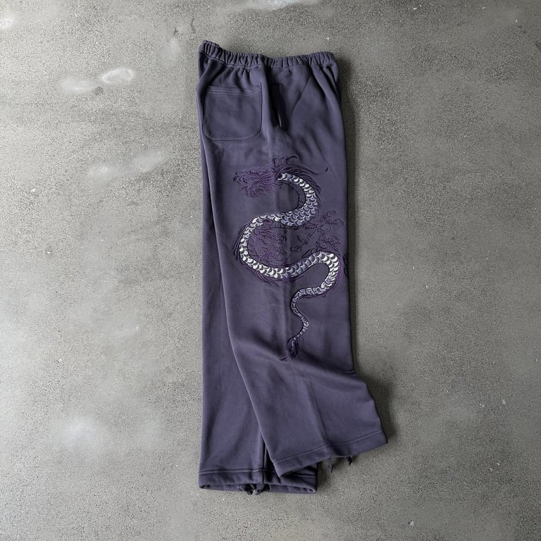 Derschutze Dragon Embroidered Sweatpants Purple - 16