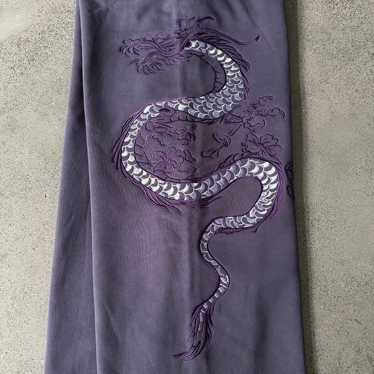 Derschutze Dragon Embroidered Sweatpants Purple - 18