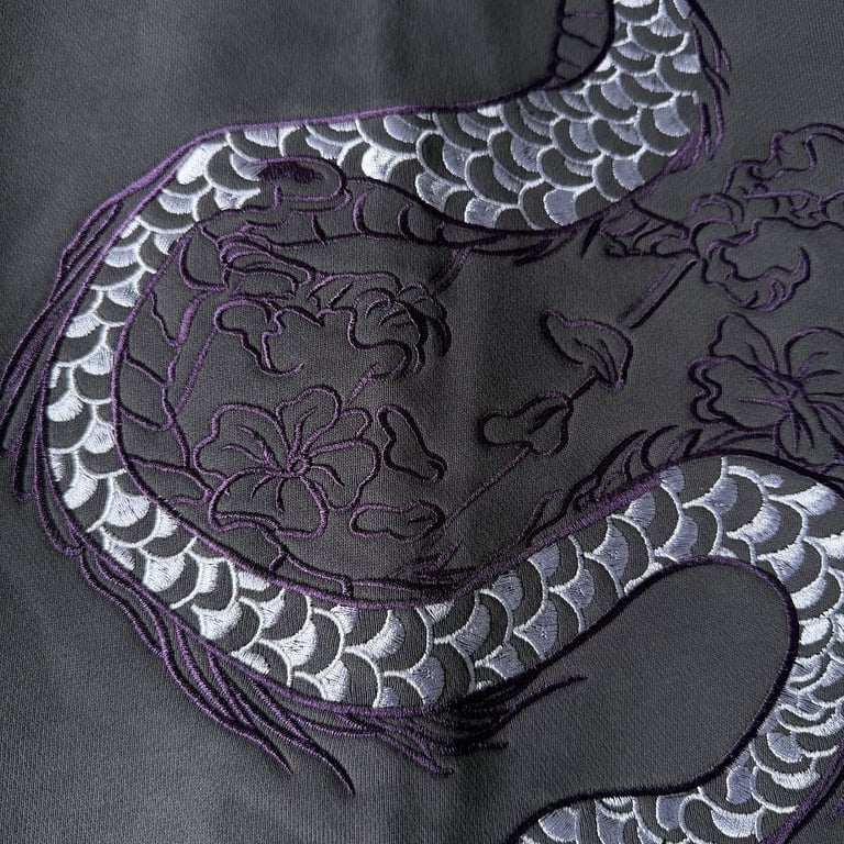 Derschutze Dragon Embroidered Sweatpants Purple - 19