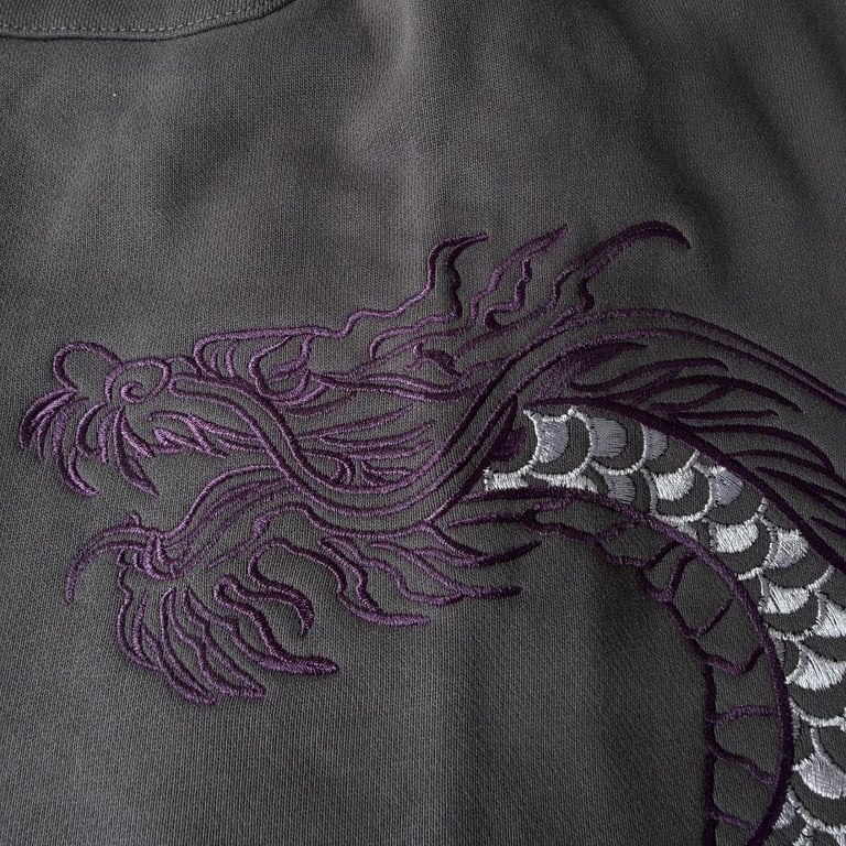 Derschutze Dragon Embroidered Sweatpants Purple - 20