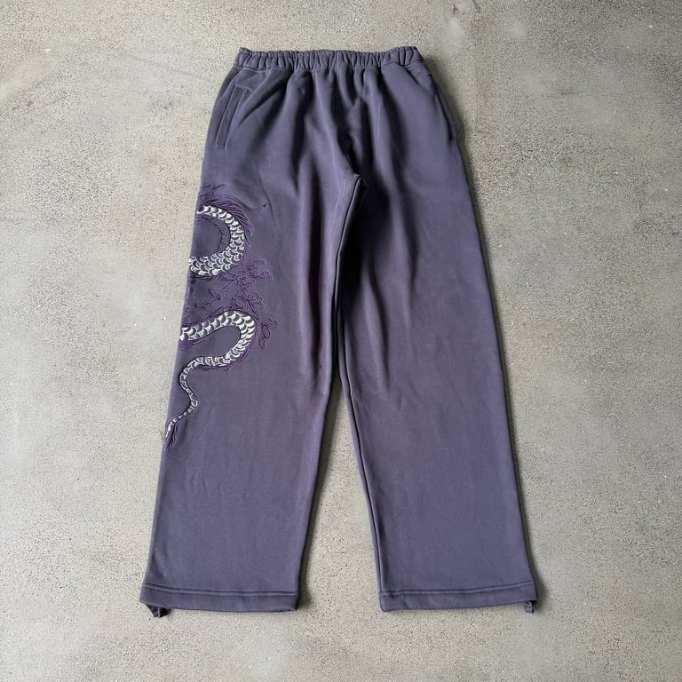 Derschutze Dragon Embroidered Sweatpants Purple - 6