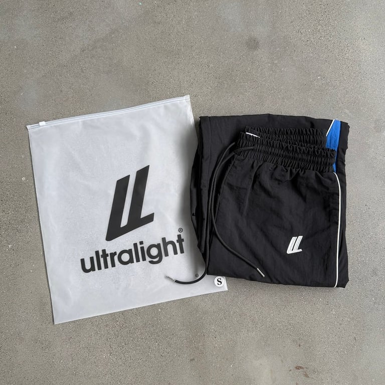 Ultralight Black Track Pants with Blue Accents - 3