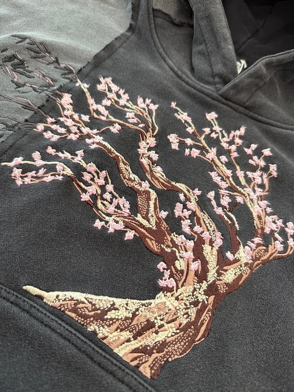 Vescartes Cherry Blossom Tree Panel Hoodie - 10