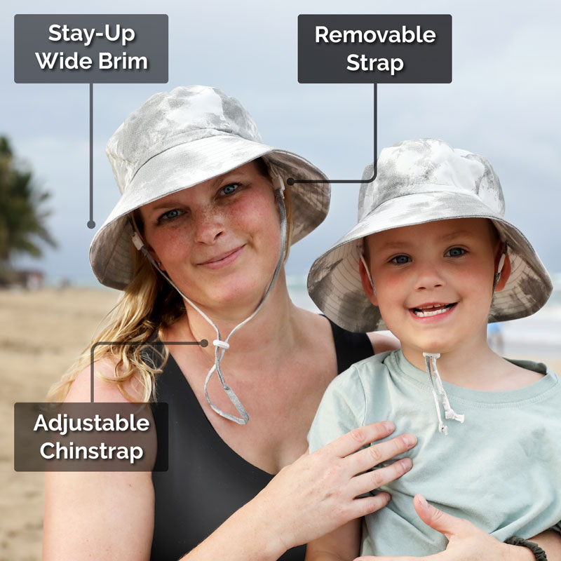 Adult Cotton Bucket Hats, Grey Herringbone