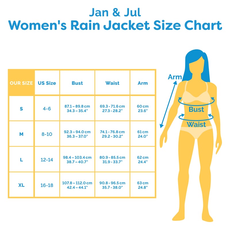 Women's Waterproof Jacket Size Chart