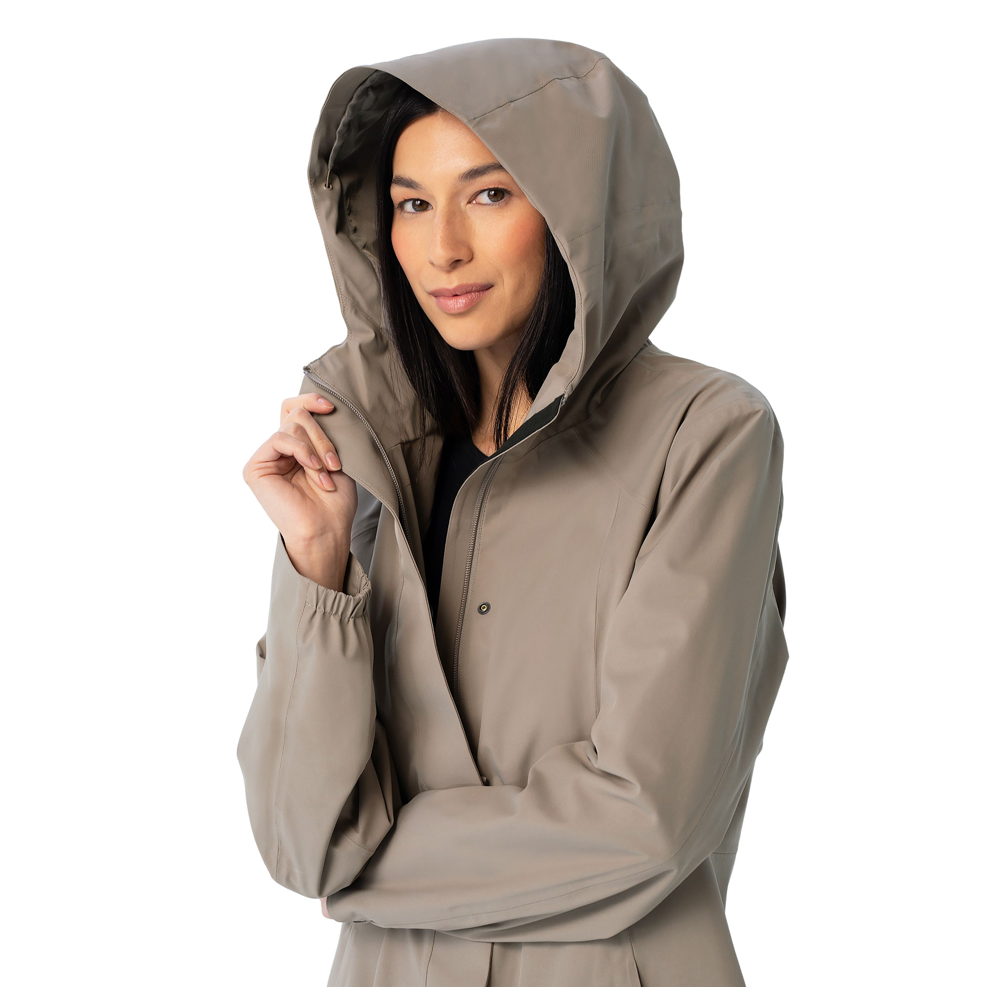 JAN & JUL Waterproof Long Raincoat Breathable and Hooded Rain Jacket (Earthy  Taupe, S) 