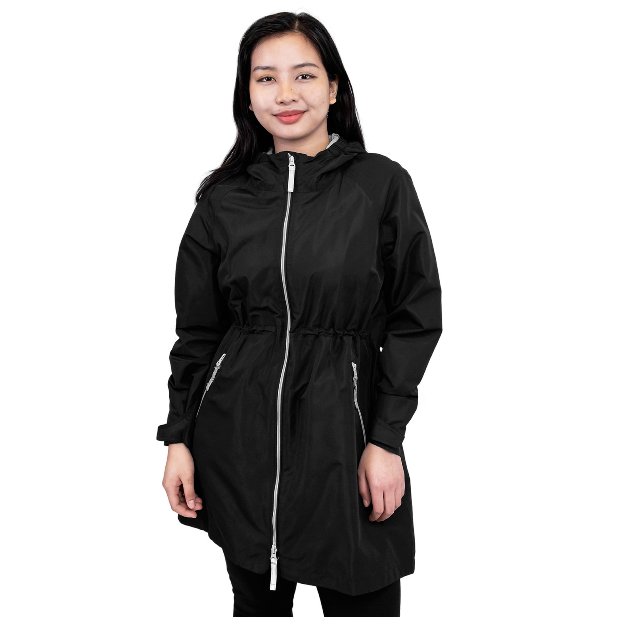 Womens Adjustable Rain Jackets, Black Raincoat