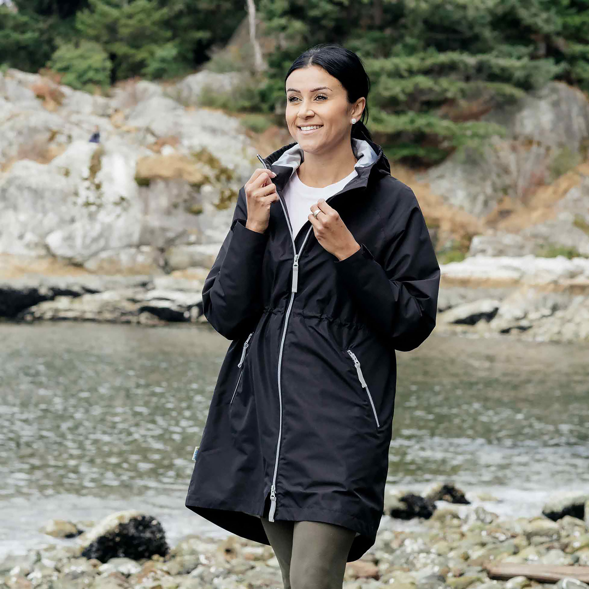 Womens Adjustable Rain Jackets | Black