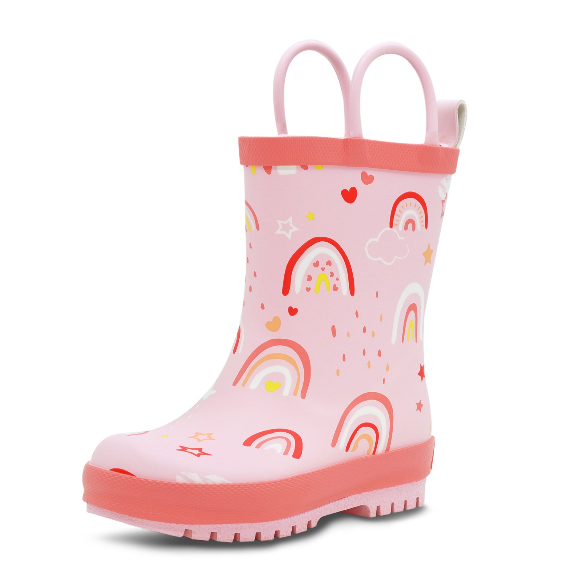Kids Rubber Rain Boots Pink Rainbow for Boys and Girls Jan Jul