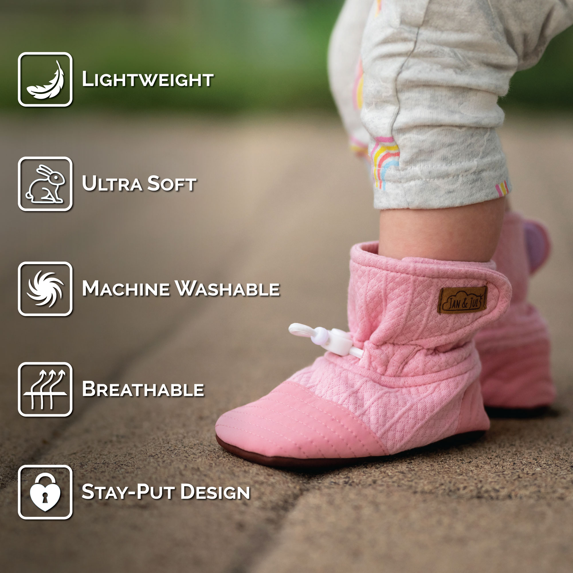 Baby Stay Put Lite Booties Dusty Pink Infant Footwear Jan Jul