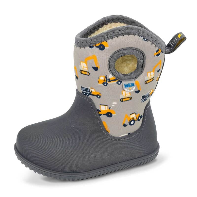 Kids Lite Waterproof Boots Grey Construction