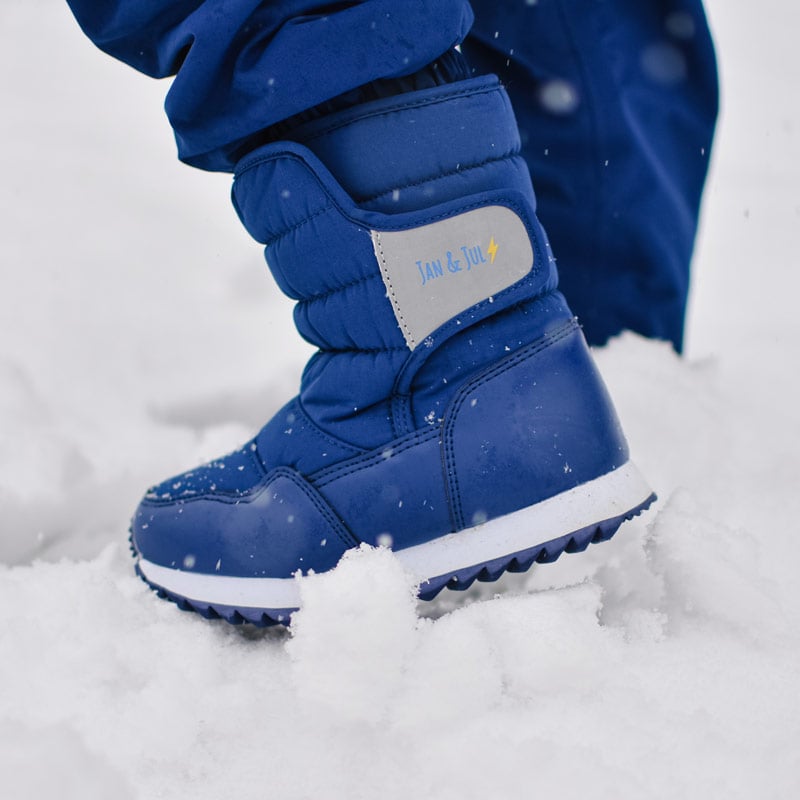 Kids Tall Puffy Winter Boots Navy Snow Boots Jan & Jul