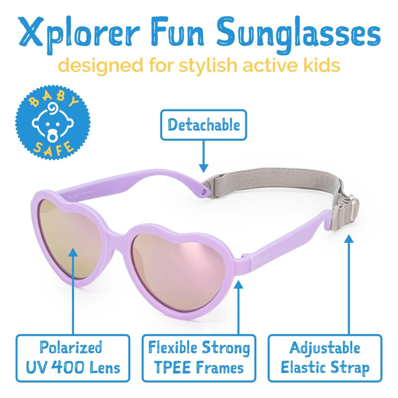 Kids Polarized Heart Sunglasses | Frosty Lavender