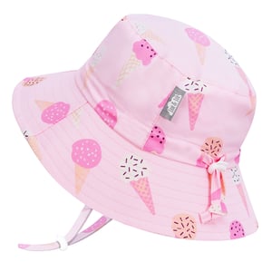 Kids Water Repellent Bucket Hats | Pink Ice Cream